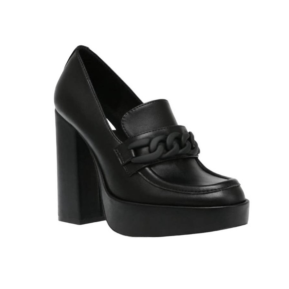 Steve Madden Shoes - Steve Madden Rhylee Black Chunky Platform Chanin Link Women's Loafers Shoes Sz 8